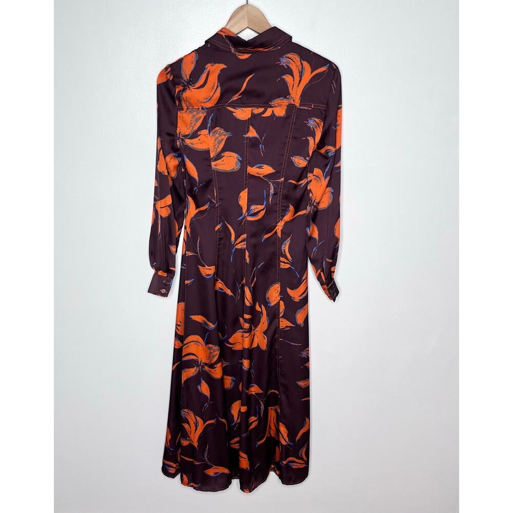 Anthropologie Exquise Jasmineelle Satin Shirt Dress XXS Purple Orange NWT $268 - Picture 12 of 15
